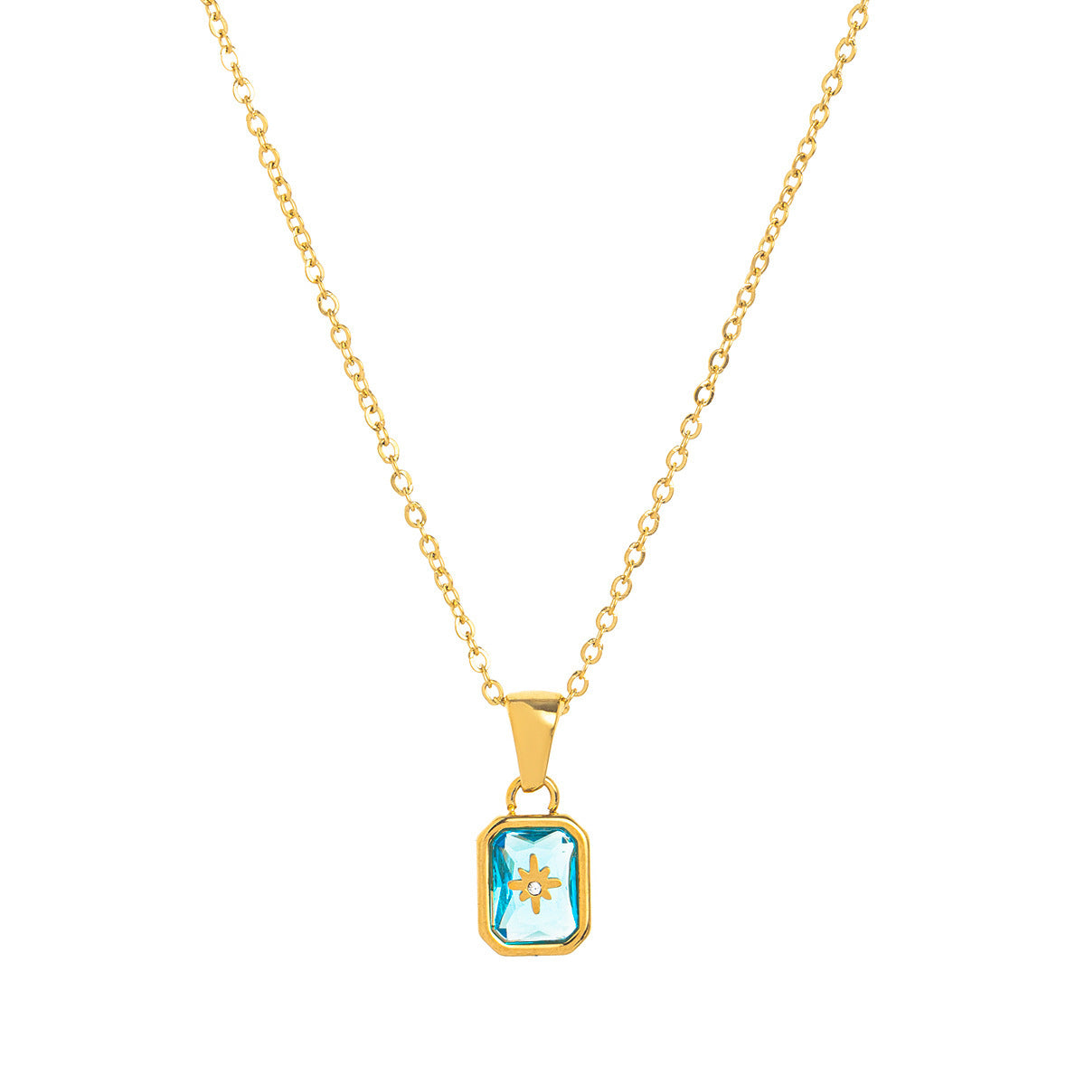 Titanium Steel High Color Retention Birthstones Necklace 12 Birthday