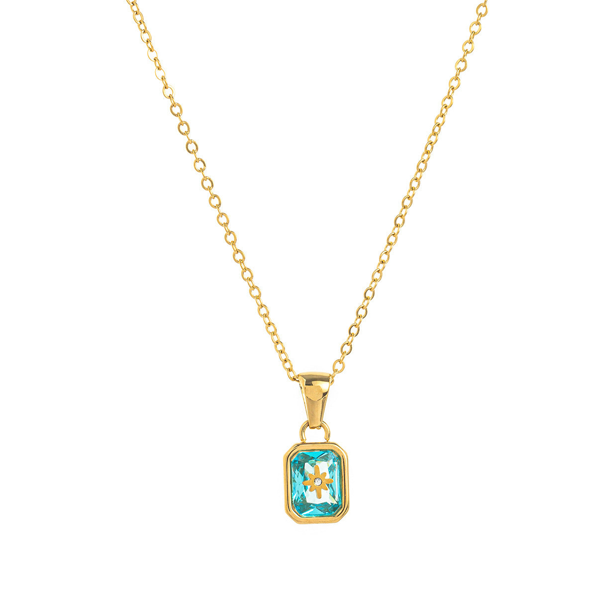 Titanium Steel High Color Retention Birthstones Necklace 12 Birthday