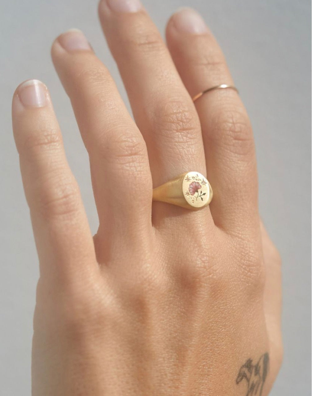Enamel Ring Women Titanium Steel Plated 18k Gold