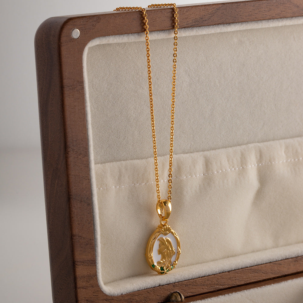 Double-sided Fish Foam Princess Fish Tail Two-sided Wearable Dripping Necklace Titanium Steel 18K Gold Plating