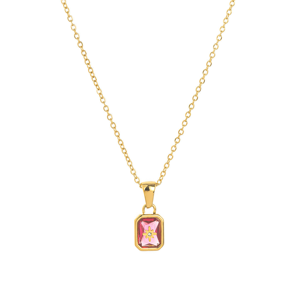 Titanium Steel High Color Retention Birthstones Necklace 12 Birthday
