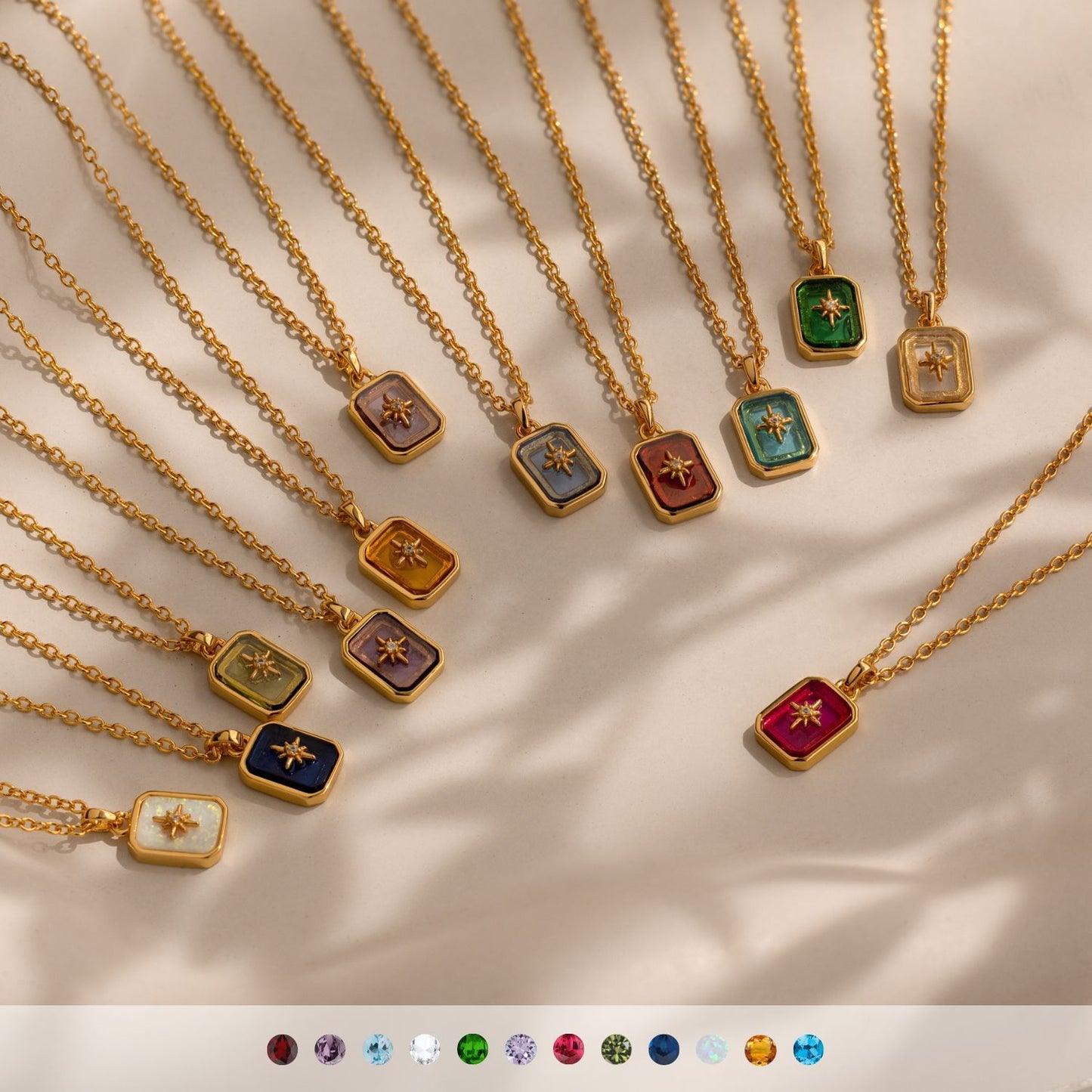 Titanium Steel High Color Retention Birthstones Necklace 12 Birthday