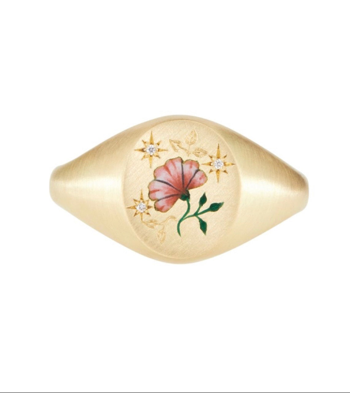 Enamel Ring Women Titanium Steel Plated 18k Gold