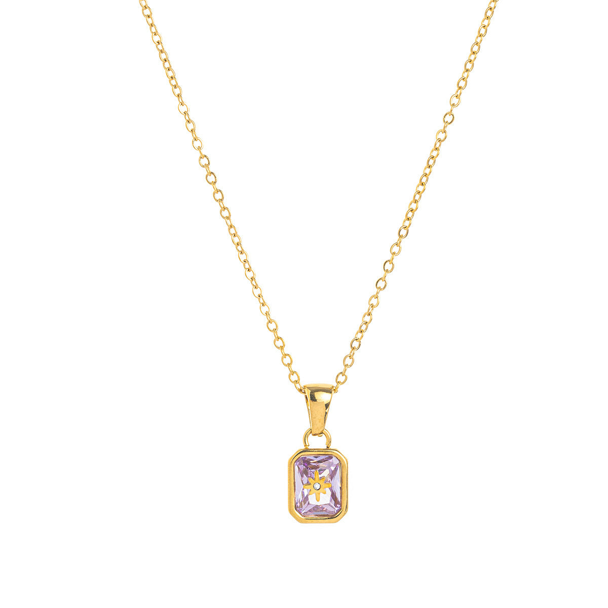 Titanium Steel High Color Retention Birthstones Necklace 12 Birthday