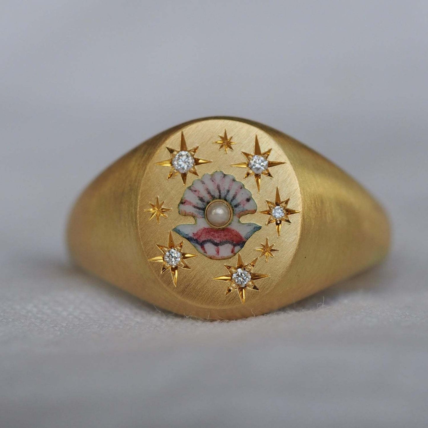 Enamel Ring Women Titanium Steel Plated 18k Gold