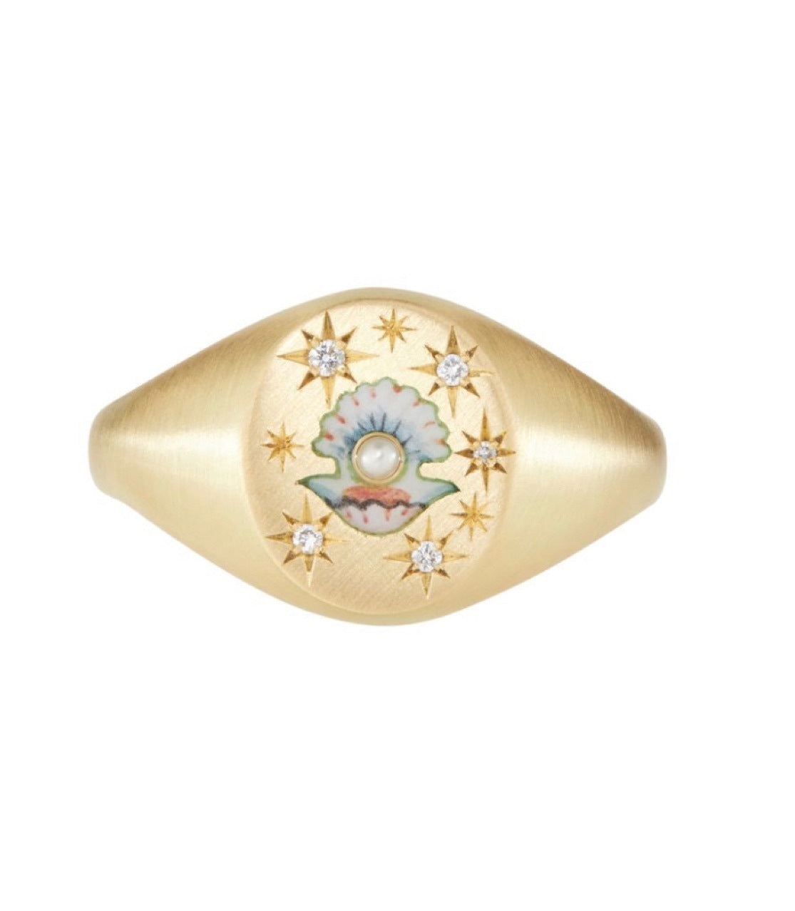 Enamel Ring Women Titanium Steel Plated 18k Gold