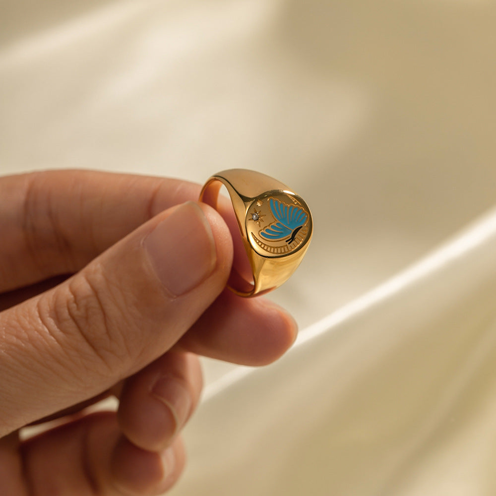 Enamel Painting Advanced Sense Charm Ring