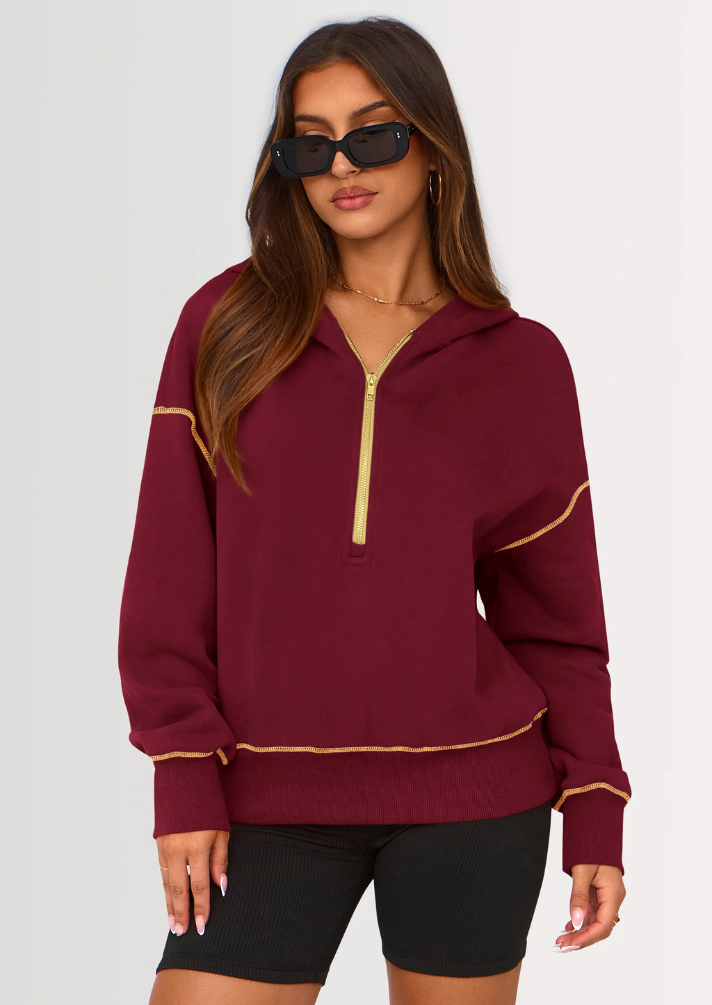 Half Zip Cropped Hoodie Pullover