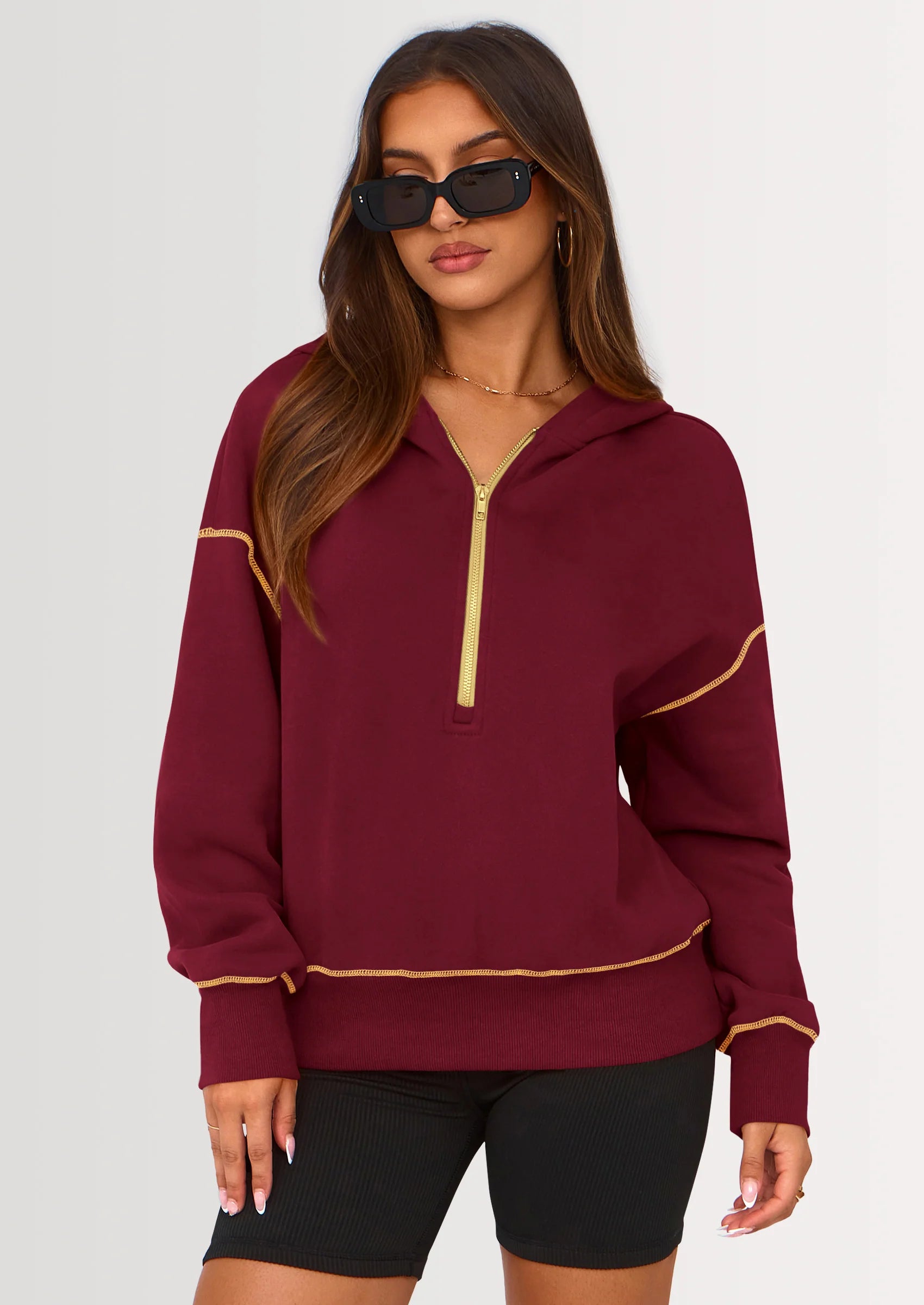 Half Zip Cropped Hoodie Pullover