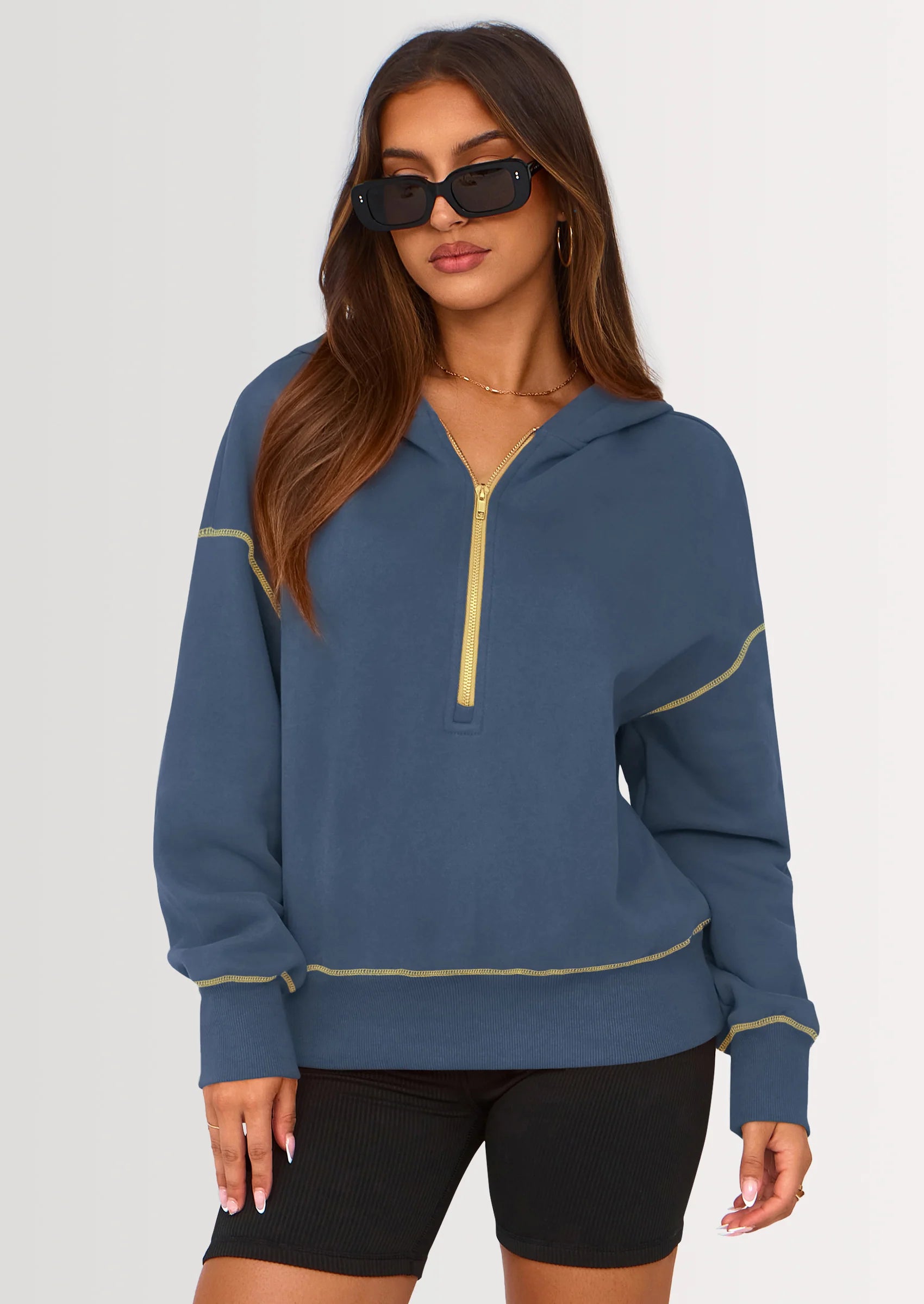 Half Zip Cropped Hoodie Pullover