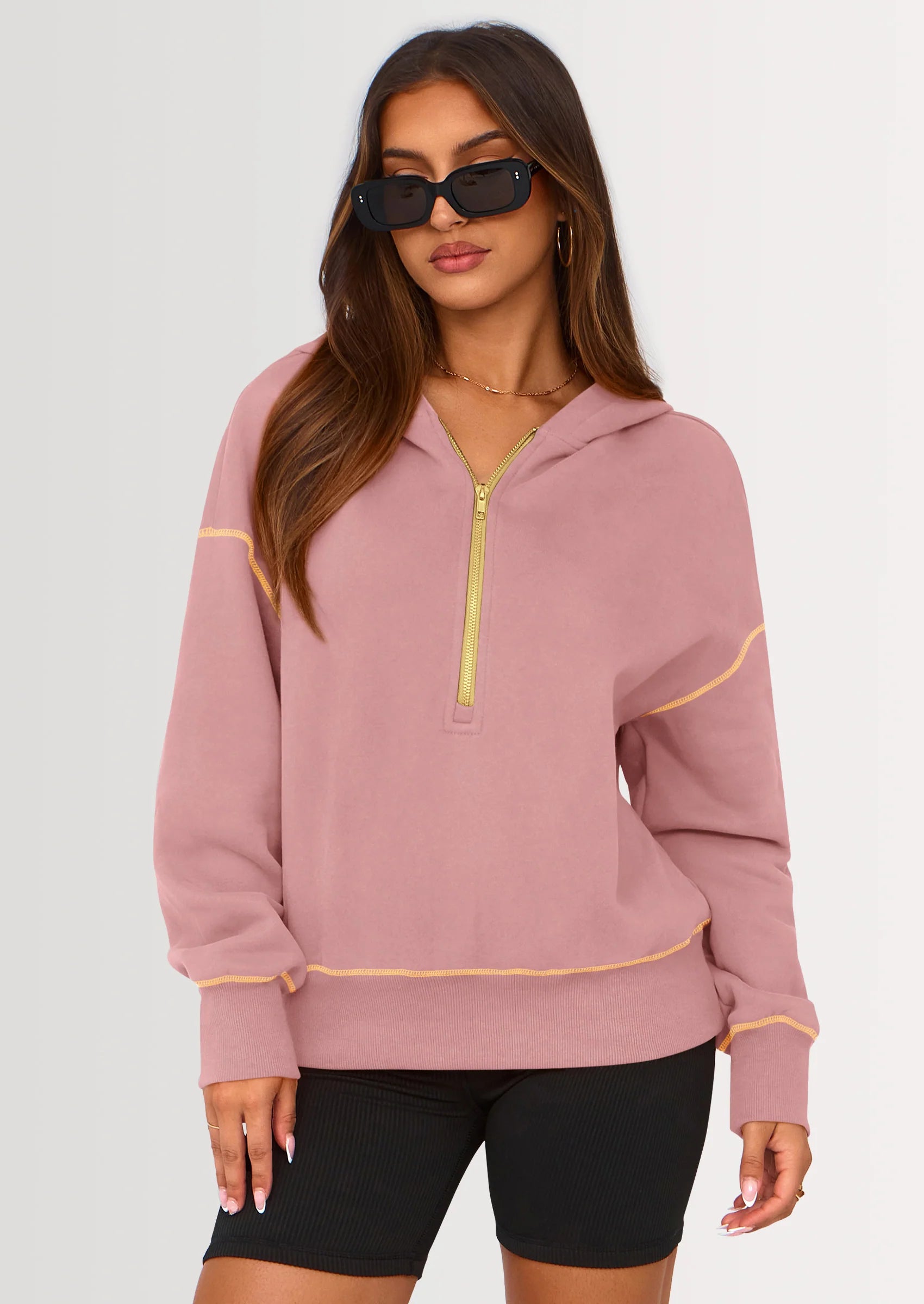 Half Zip Cropped Hoodie Pullover