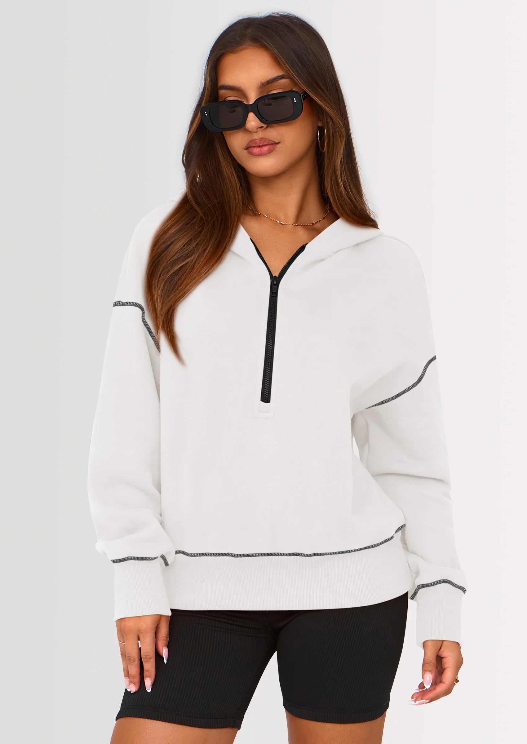 Half Zip Cropped Hoodie Pullover