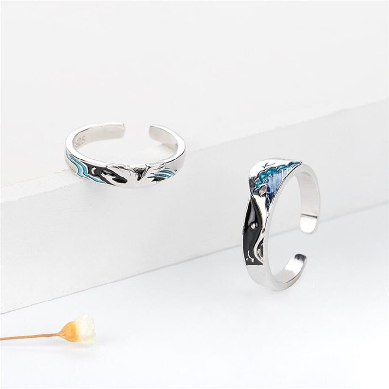 Bird And Fish  Couple Ring Male And Female Ring Pair Student Ring Pair