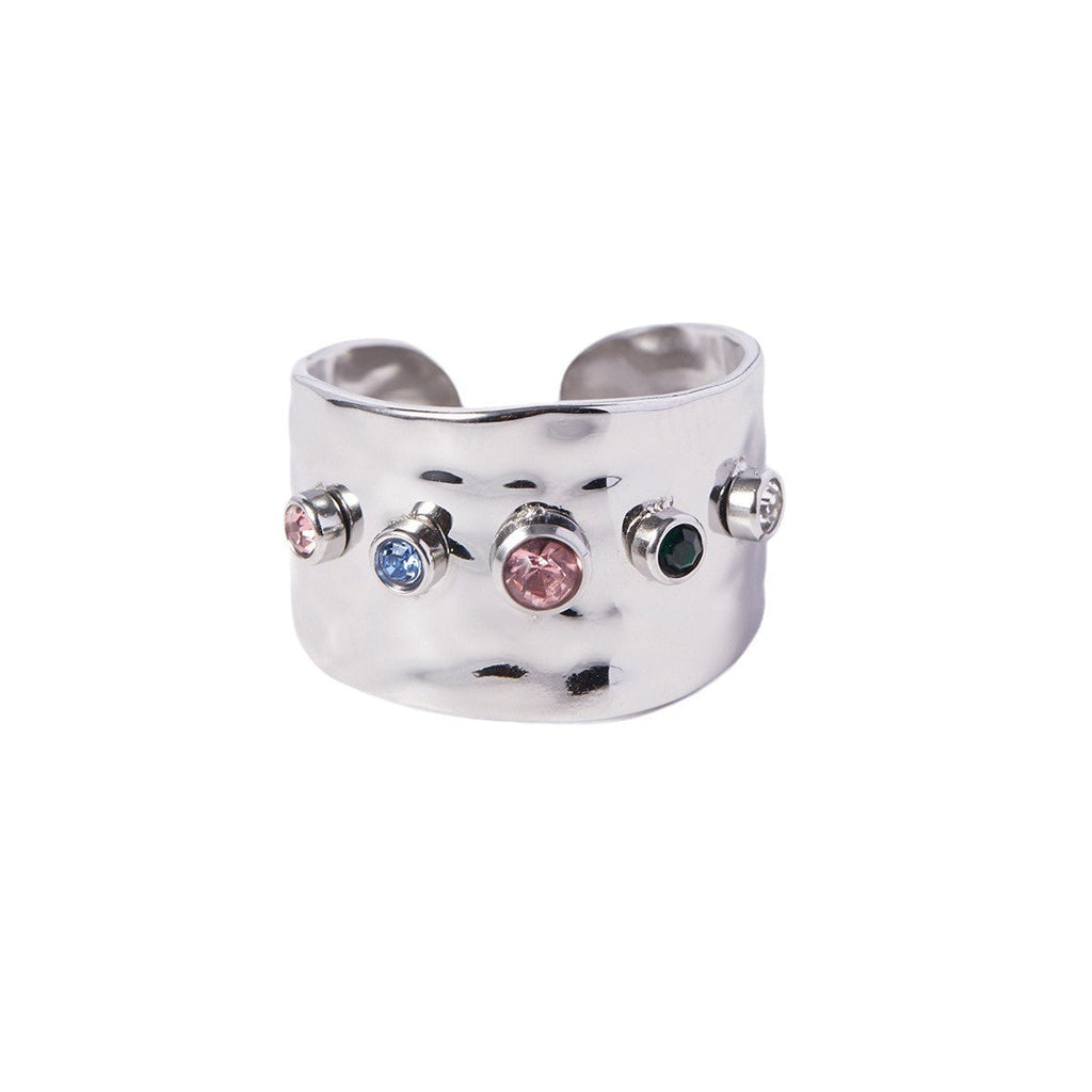 Color Zircon Women's Stainless Steel 18K Gold Plated Ring