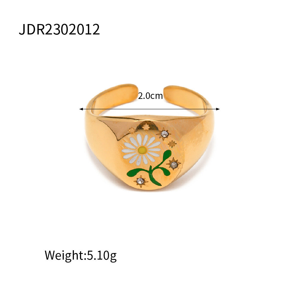 Enamel Painting Advanced Sense Charm Ring