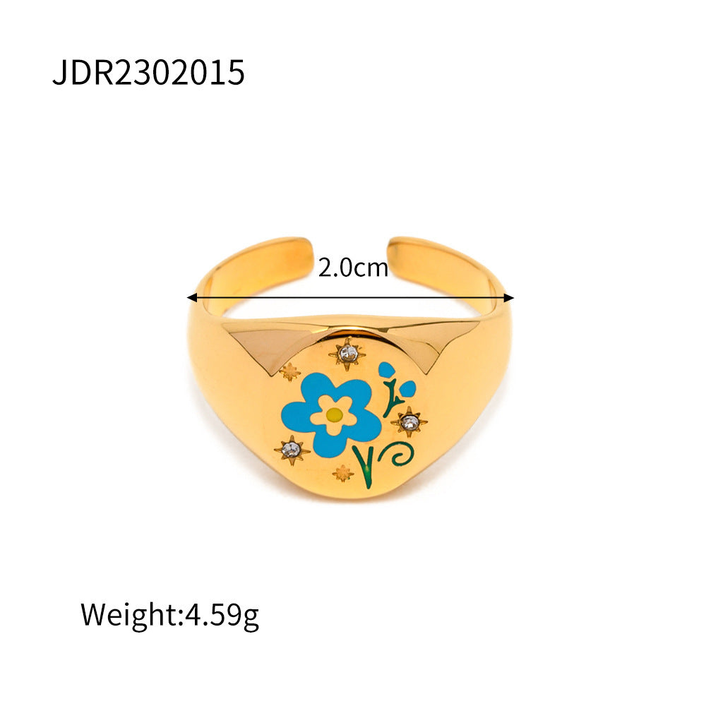 Enamel Painting Advanced Sense Charm Ring