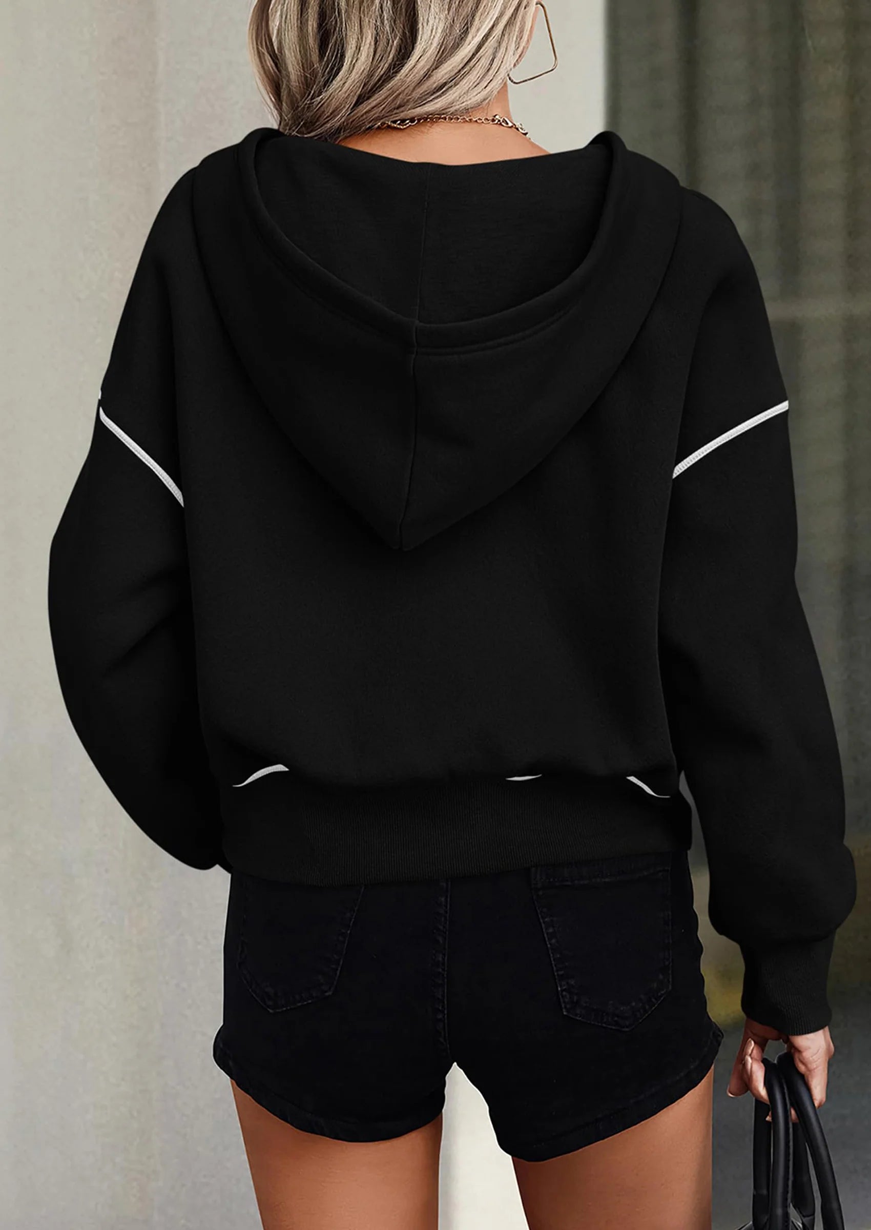 Half Zip Cropped Hoodie Pullover