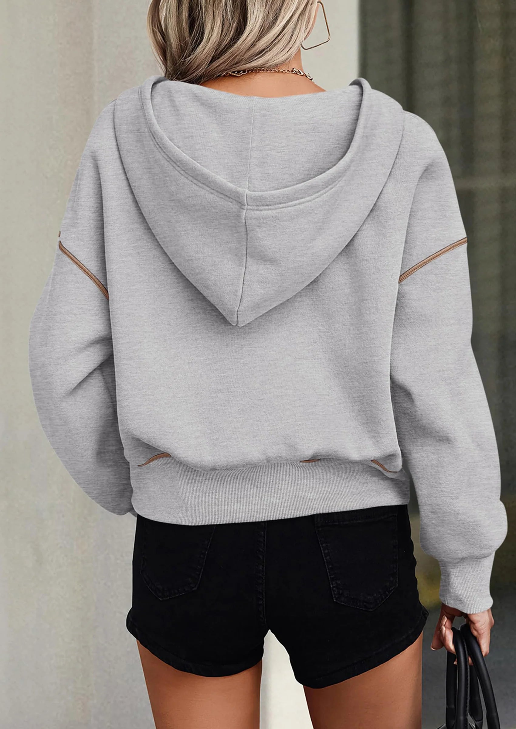 Half Zip Cropped Hoodie Pullover