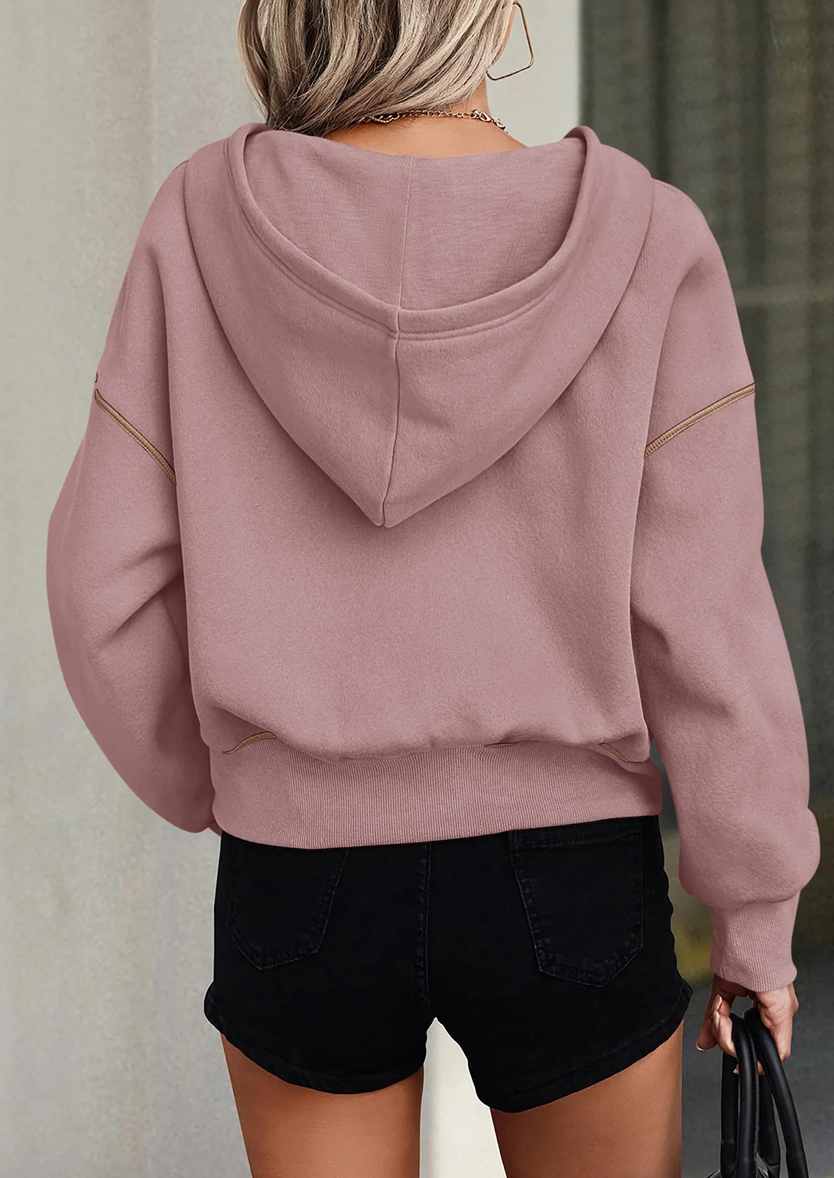 Half Zip Cropped Hoodie Pullover