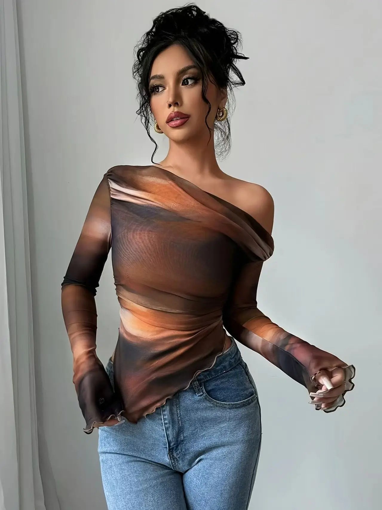 Off Shoulder Tops Tie Dye