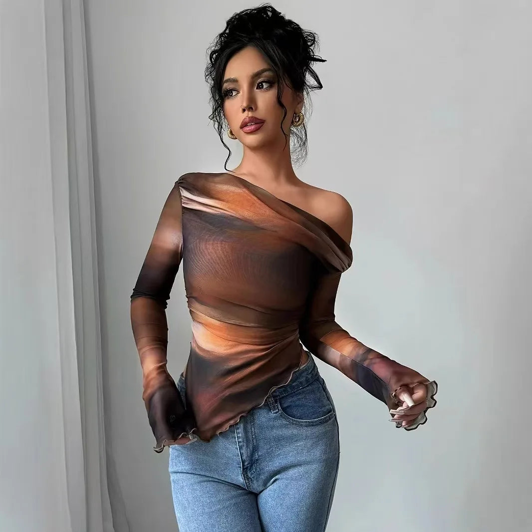 Off Shoulder Tops Tie Dye