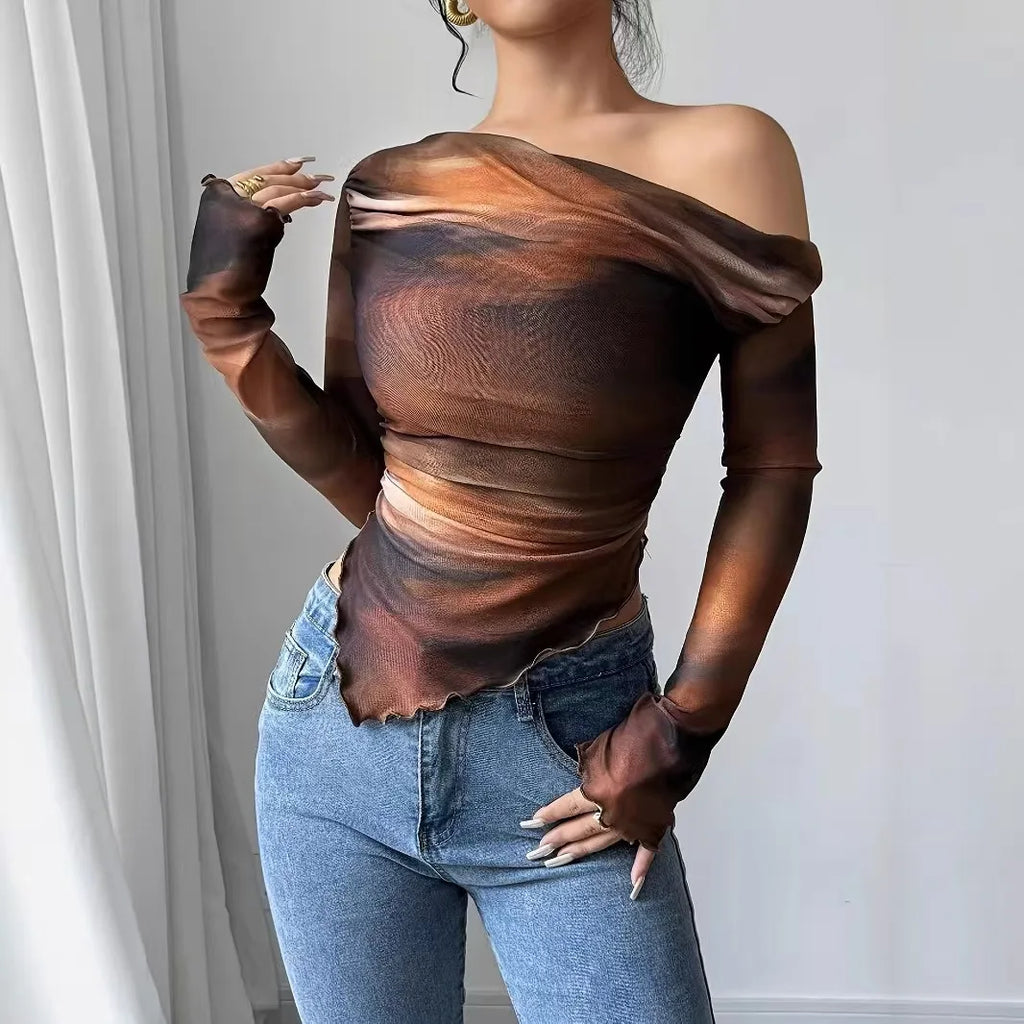 Off Shoulder Tops Tie Dye