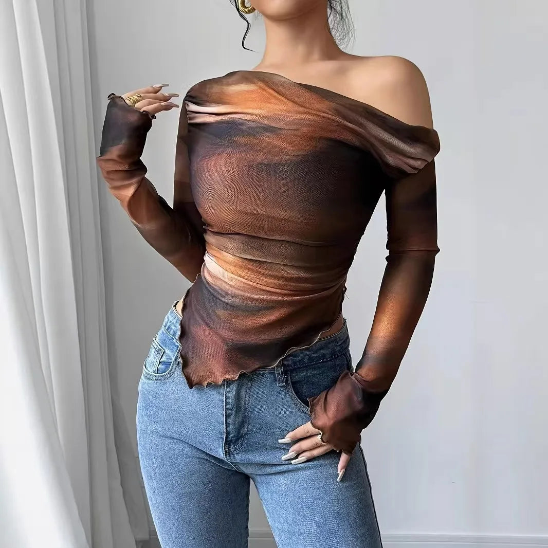Off Shoulder Tops Tie Dye