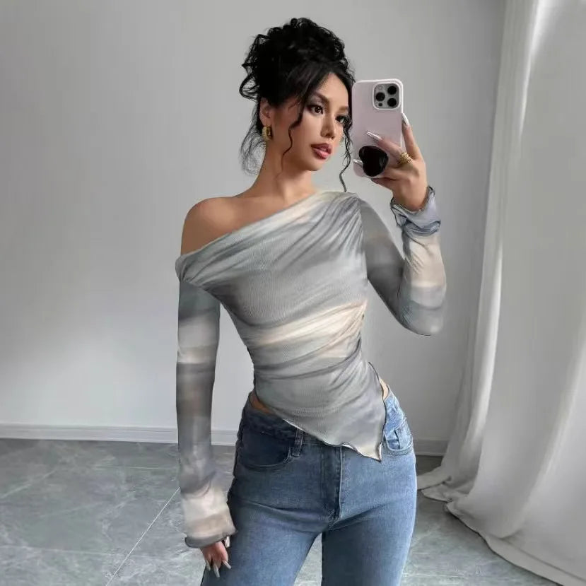 Off Shoulder Tops Tie Dye