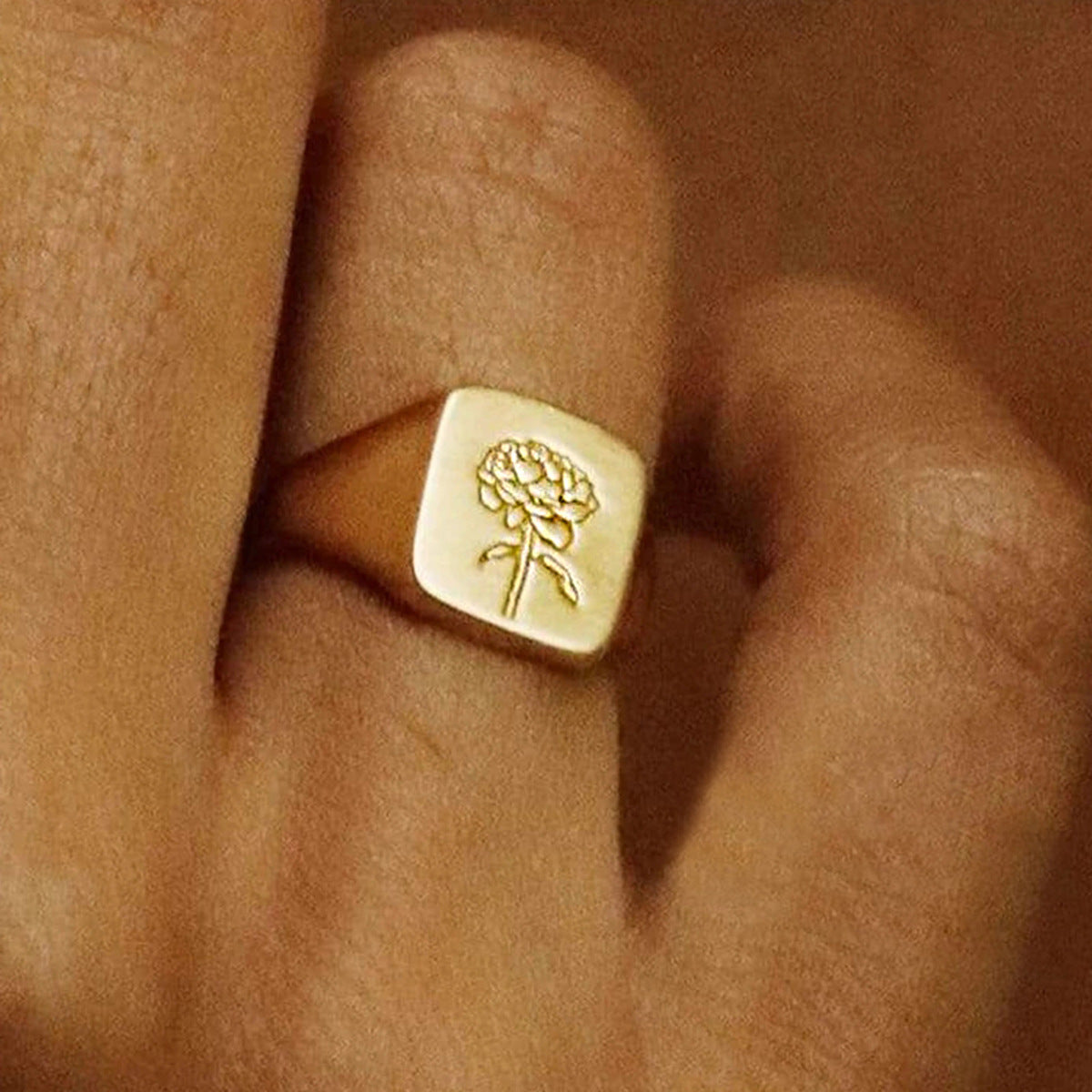 Jewelry Carved Flower Metal Ring Band Ladies