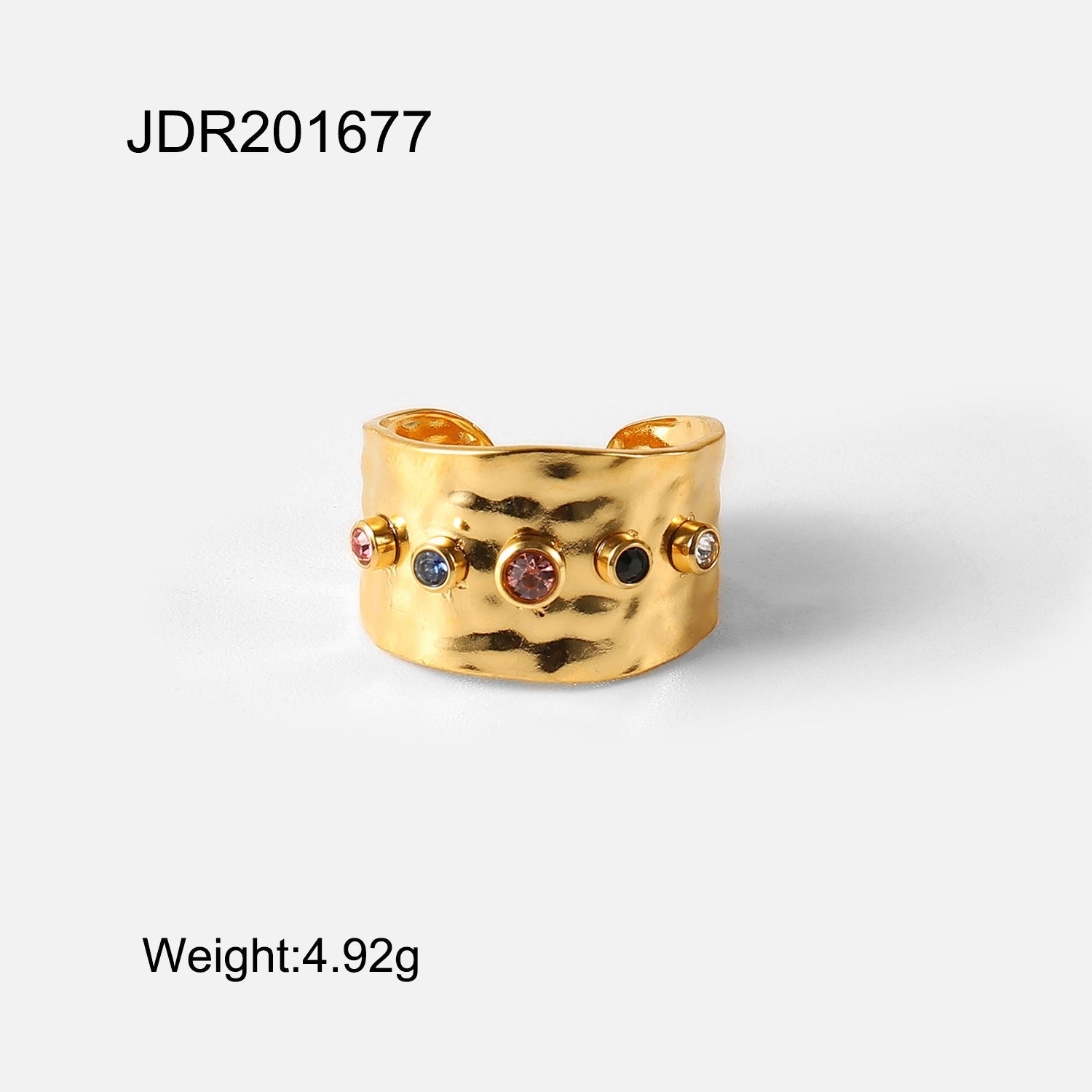 Color Zircon Women's Stainless Steel 18K Gold Plated Ring