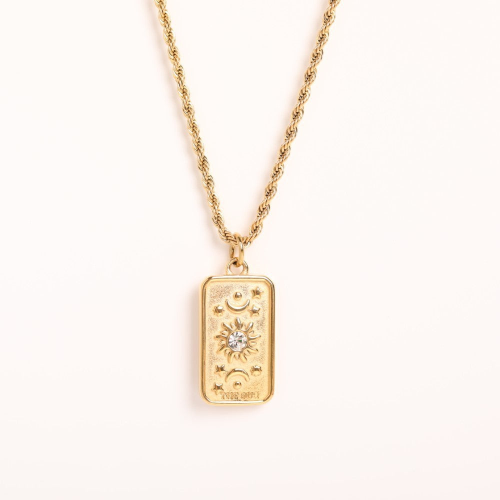 18K Vacuum Electric Gold Plated Zircon Rope Chain Necklace Stainless Steel