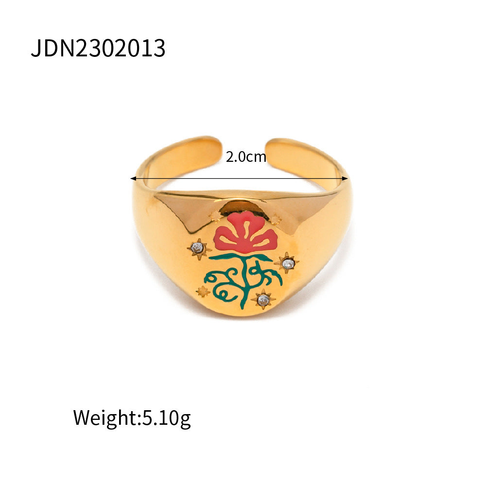 Enamel Painting Advanced Sense Charm Ring