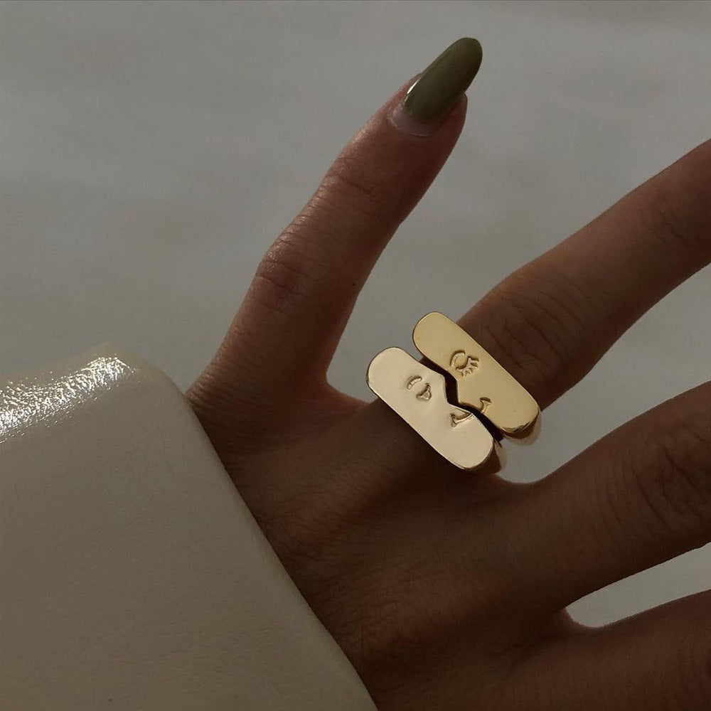 Face Micro-expression Adjustable Multi-color Couple Ring