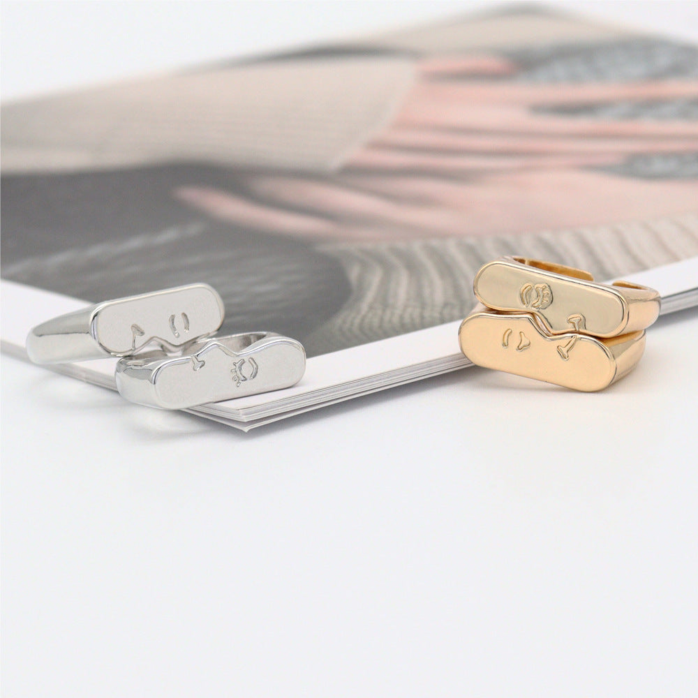 Face Micro-expression Adjustable Multi-color Couple Ring